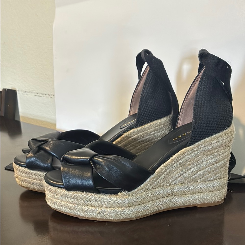 COLE HAAN  womenBlack Espadrille Wedge Sandals